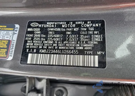 2020 Hyundai Tucson Se z USA, uszkodzony, nr VIN KM8J23A46LU266455